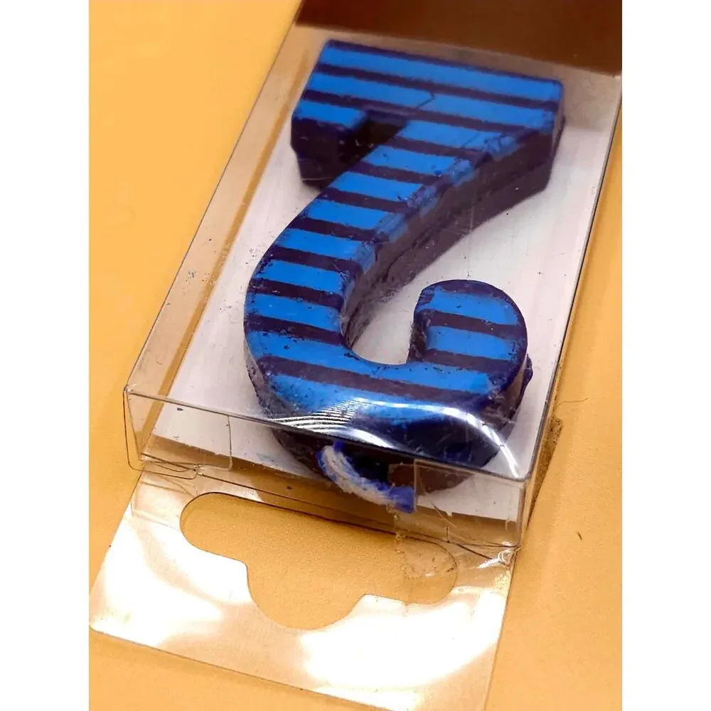 (10) Premium Papyrus Number 2 Candles Set of 10 Blue Stripes 1.875